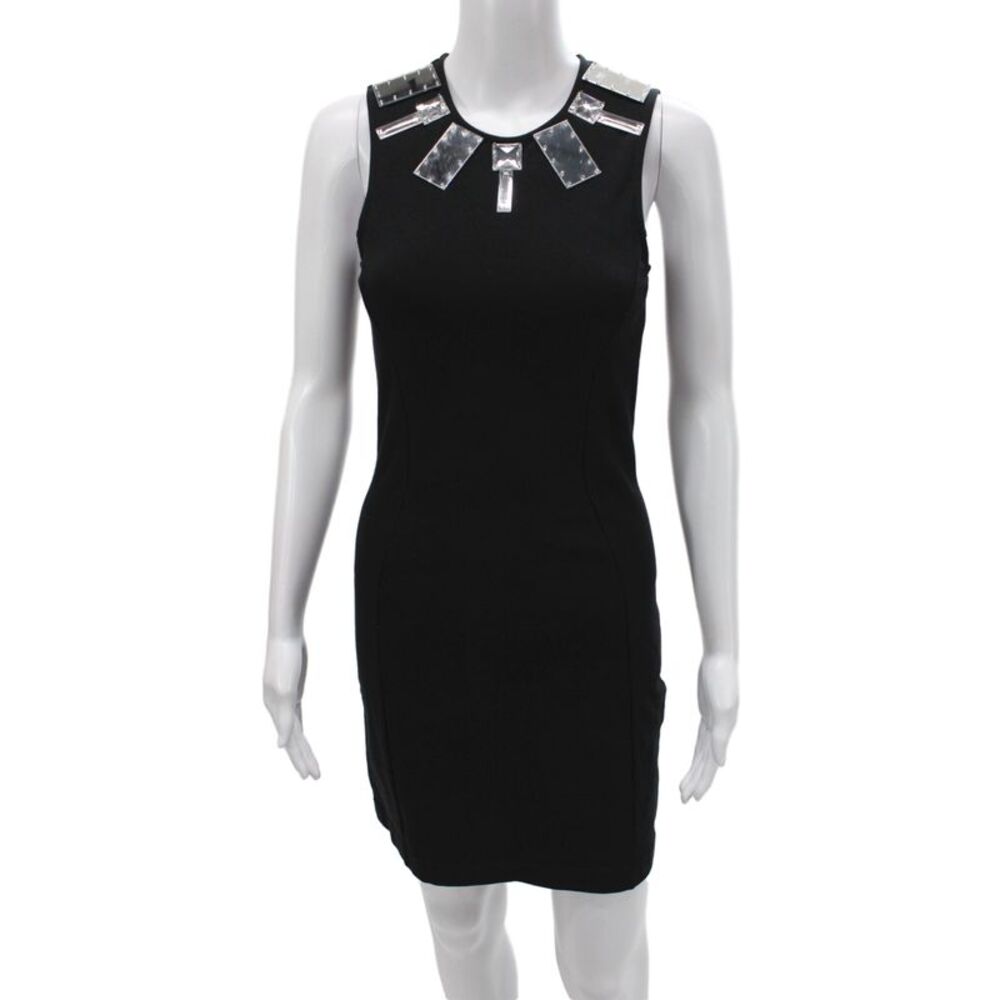 Markus Lupfer Women Bodycon Sleeveless Embellished Black Dress Size M